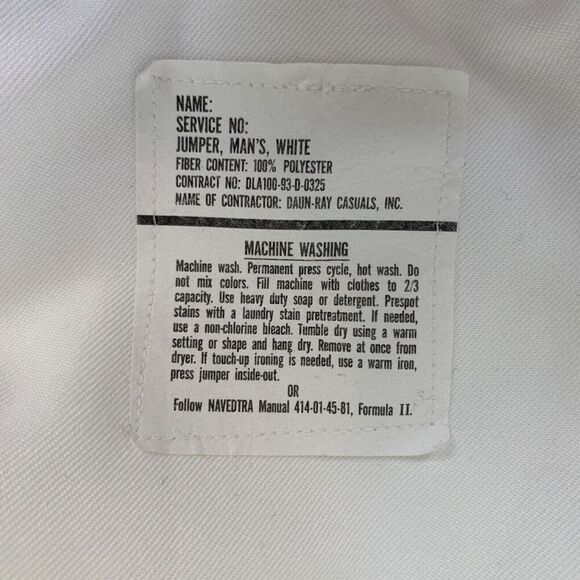 Vintage US Navy Crackerjack Men’s White Uniform Jumper Top 40R Military Hat - Picture 11 of 11